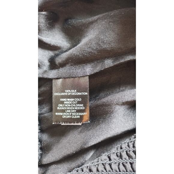 White House Black Market Silk One Shoulder Top Embroidery Trim Size 4 - Picture 8 of 12